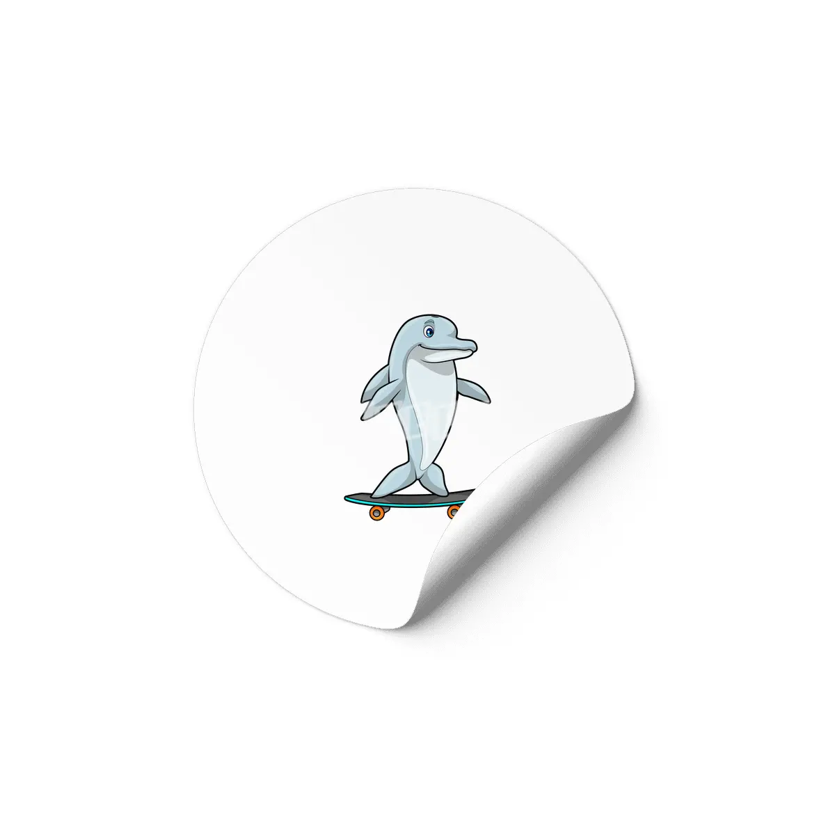 Dolphin as Skater with Skateboard Etiket