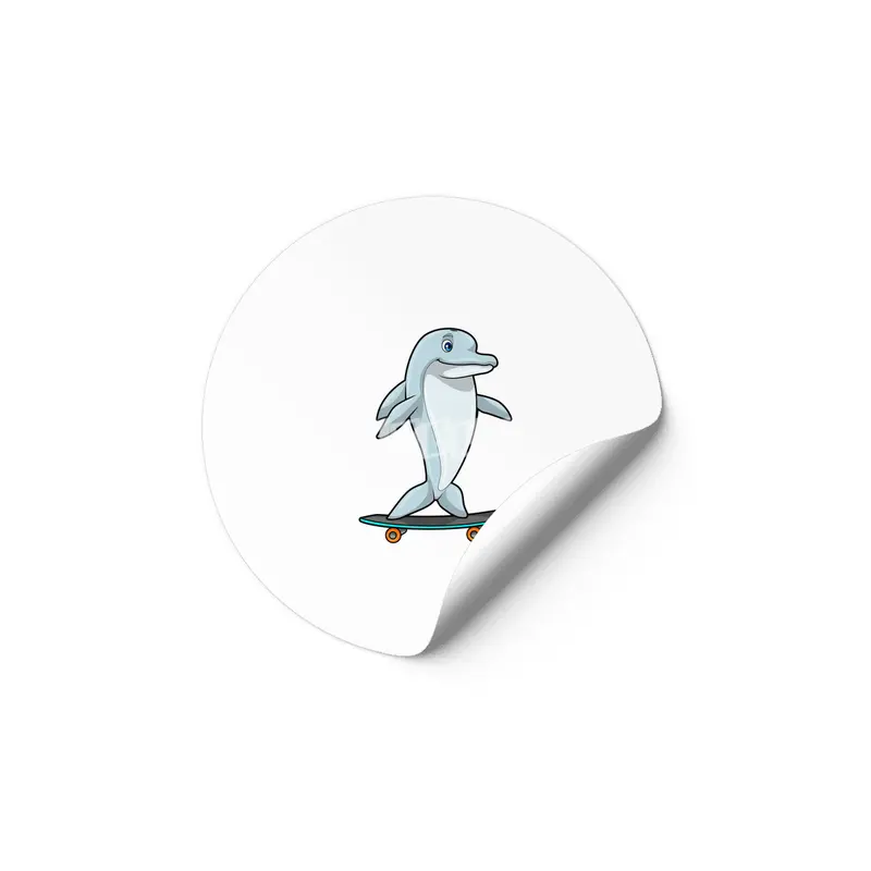 Dolphin as Skater with Skateboard Etiket