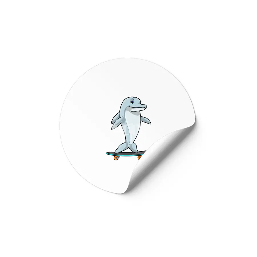 Dolphin as Skater with Skateboard Etiket
