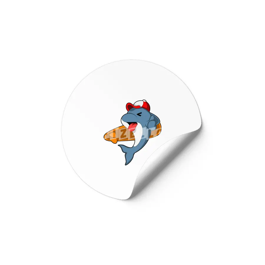 Dolphin as Surfer with Surfboard Etiket