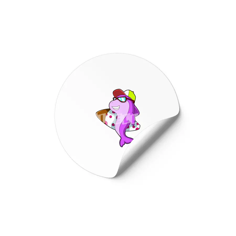 Dolphin as Surfer with Surfboard & Cap Etiket