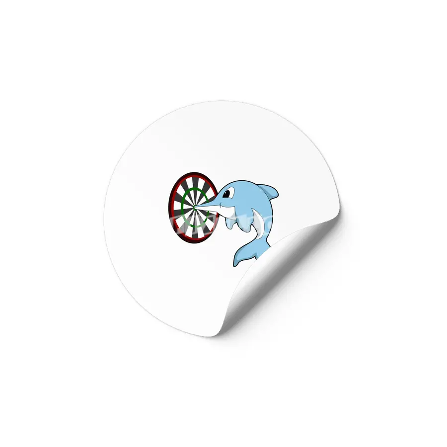 Dolphin at Darts with Dartboard Etiket
