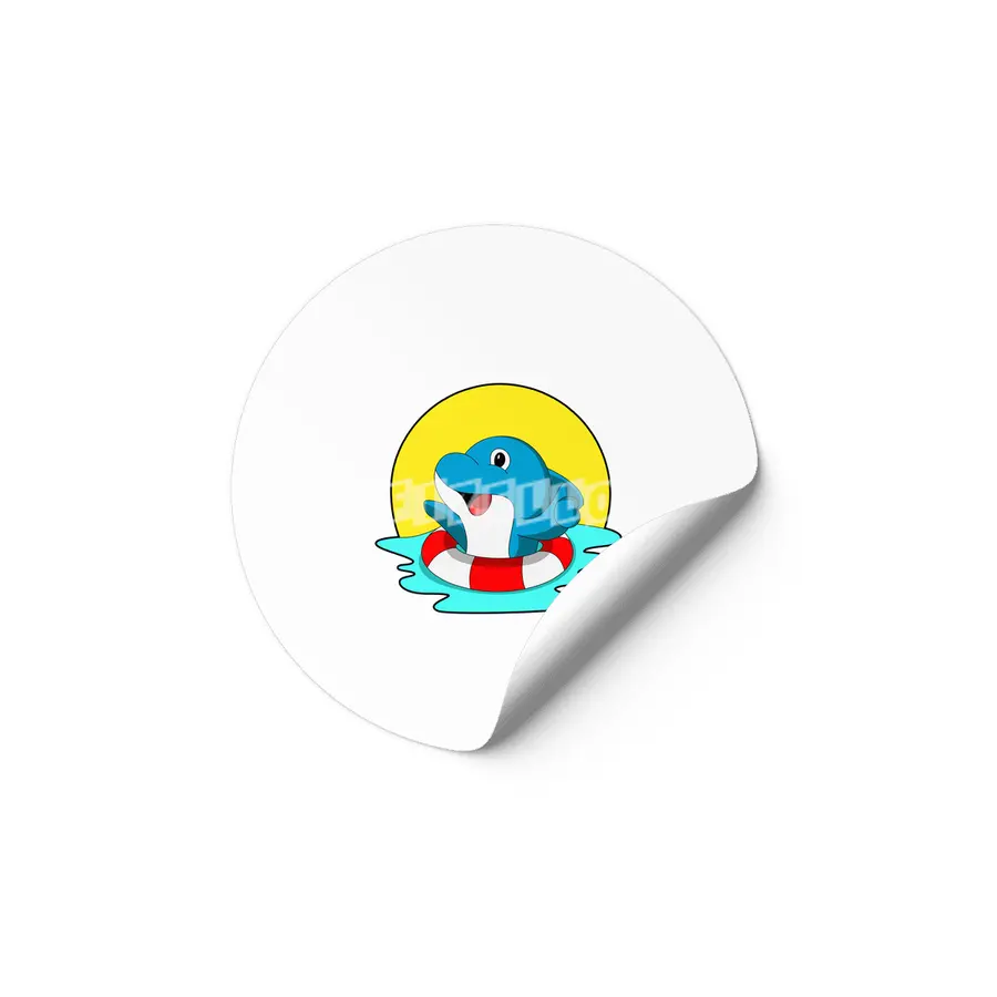 Dolphin at Swimming with Swim ring Etiket