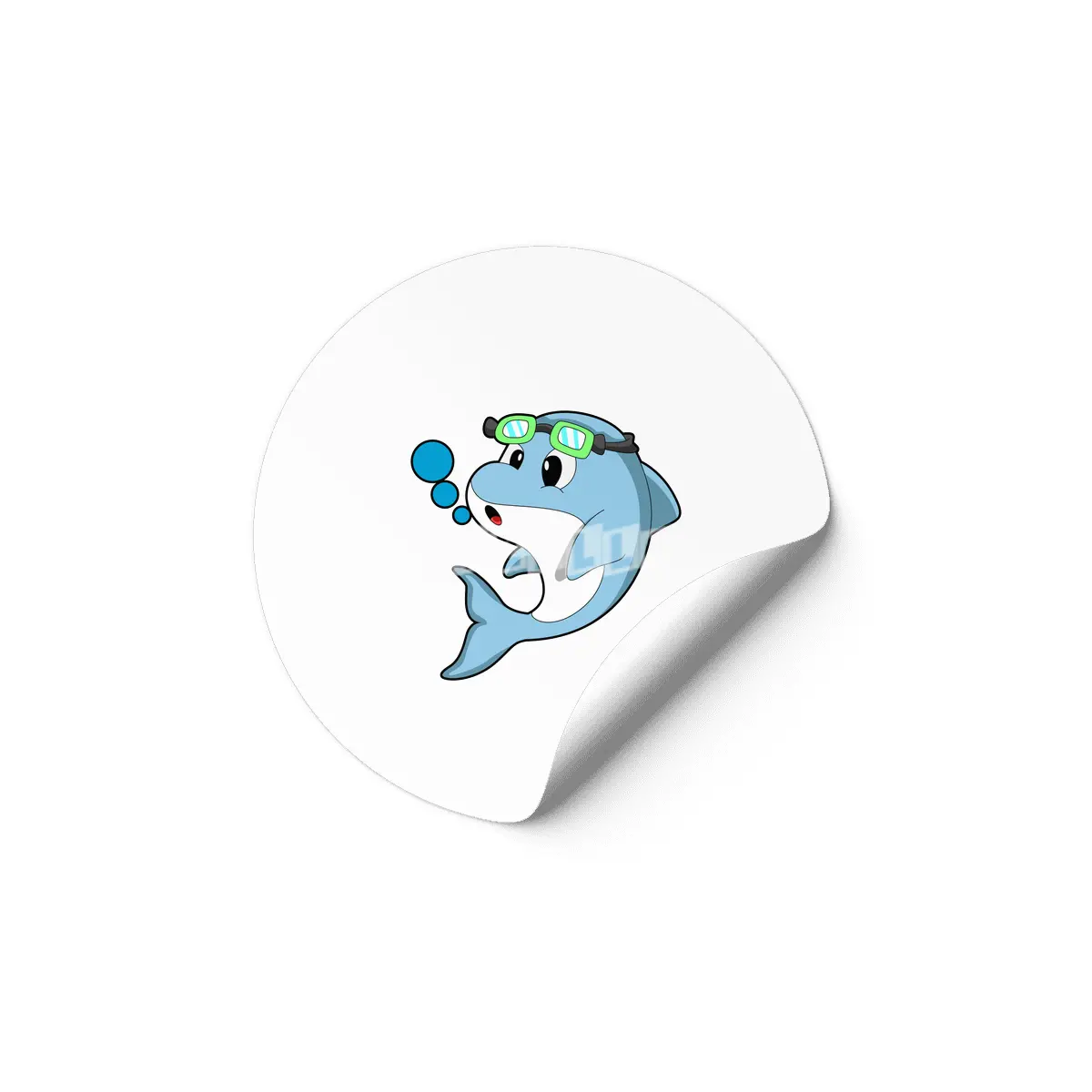 Dolphin at Swimming with Swimming goggles Etiket