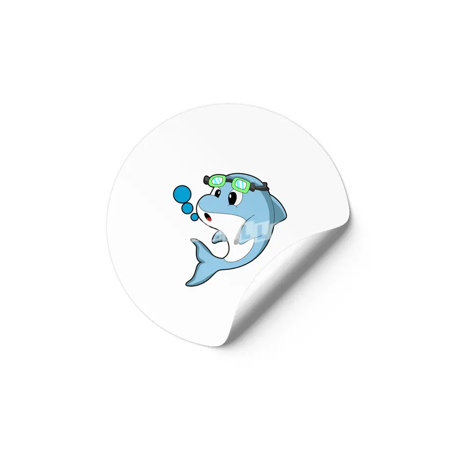 Dolphin at Swimming with Swimming goggles Etiket