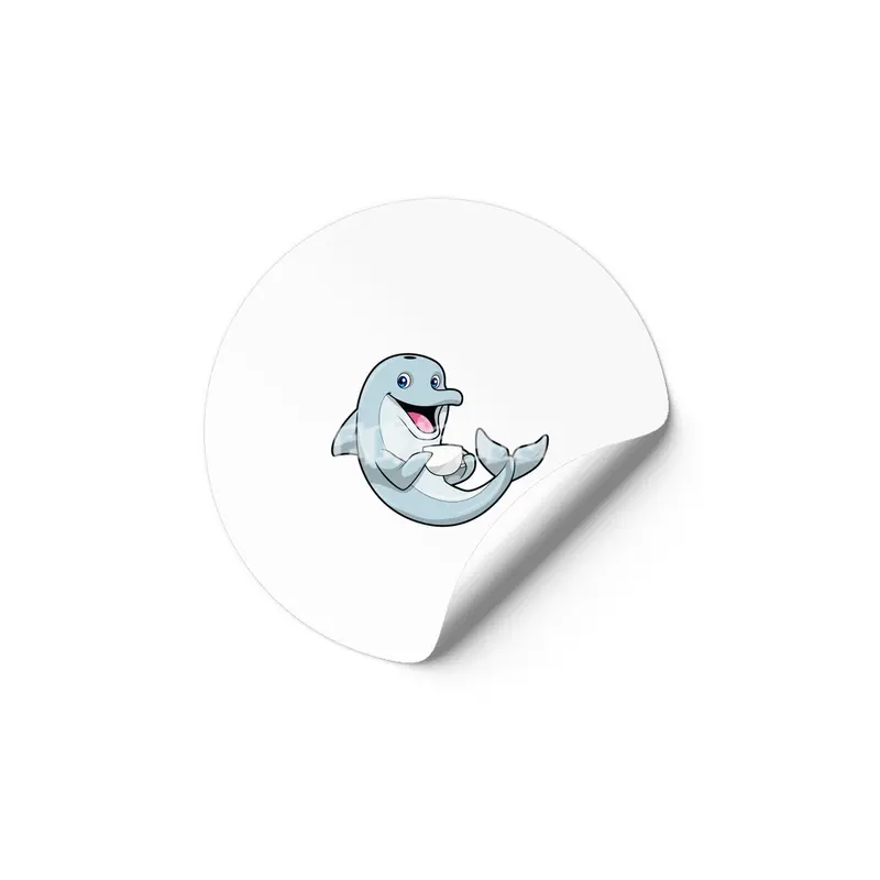 Dolphin with Cup of Coffee Etiket