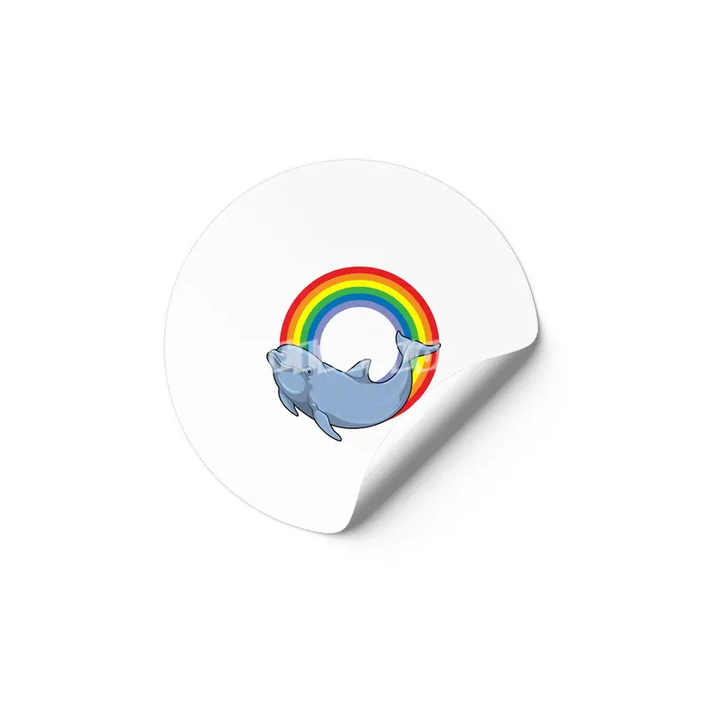 Dolphin with Rainbow Etiket