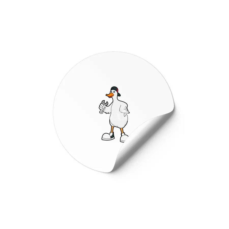 Duck as Craftsman with Tool & Cap Etiket