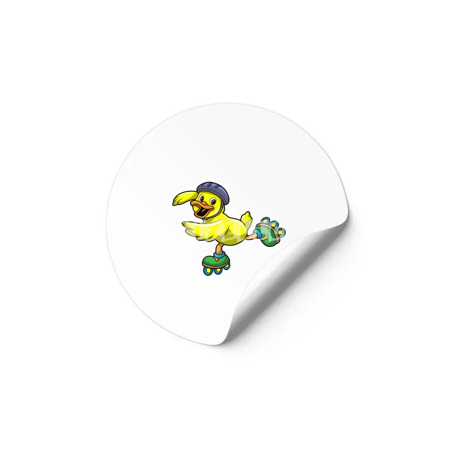 Duck as Skater with Inline skates & Helmet Etiket