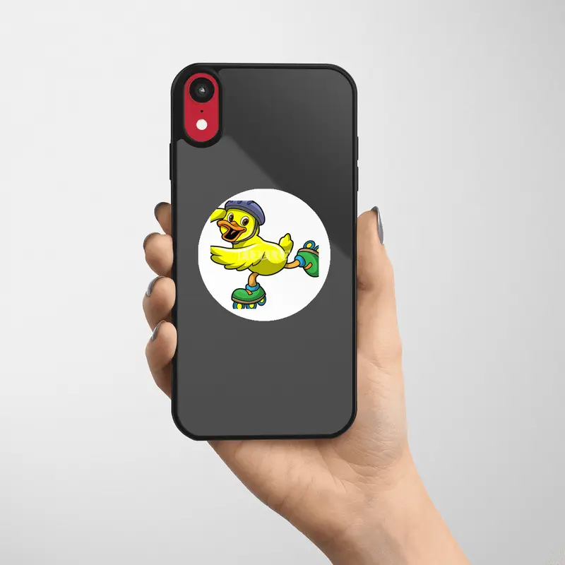 Duck as Skater with Inline skates & Helmet Etiket