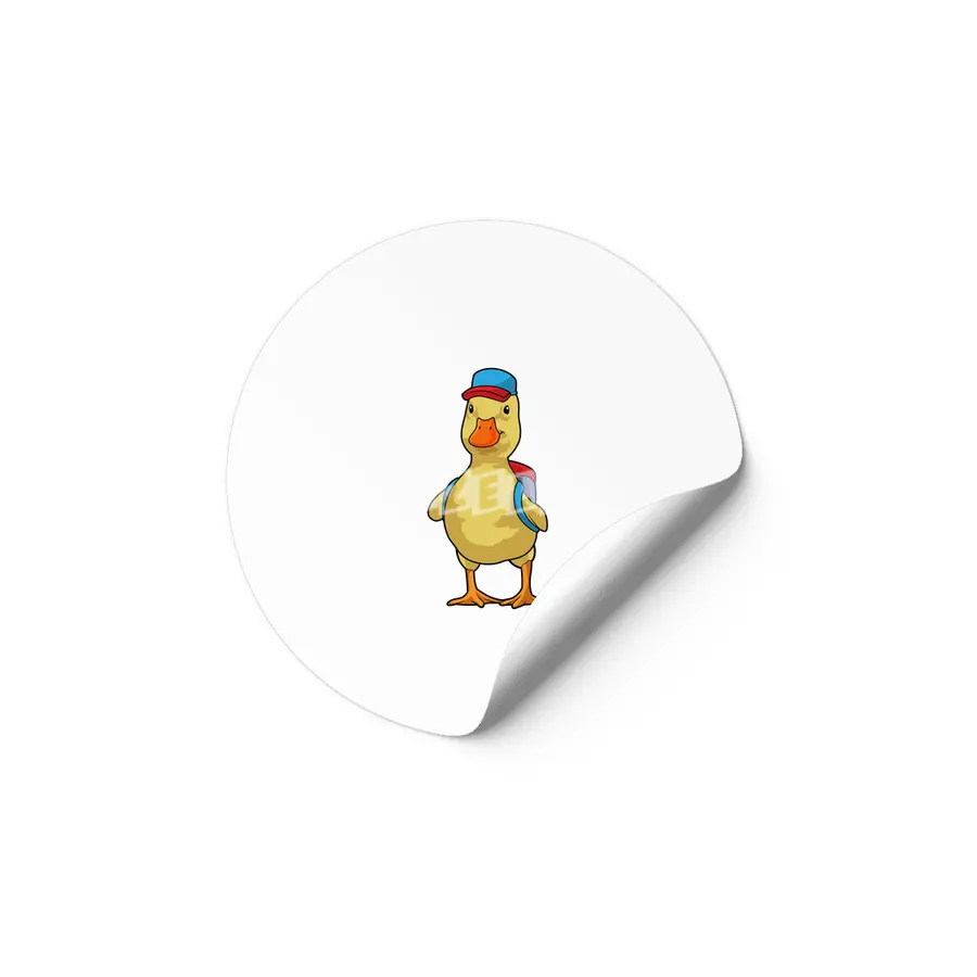 Duck as Student with Backpack & Cap Etiket