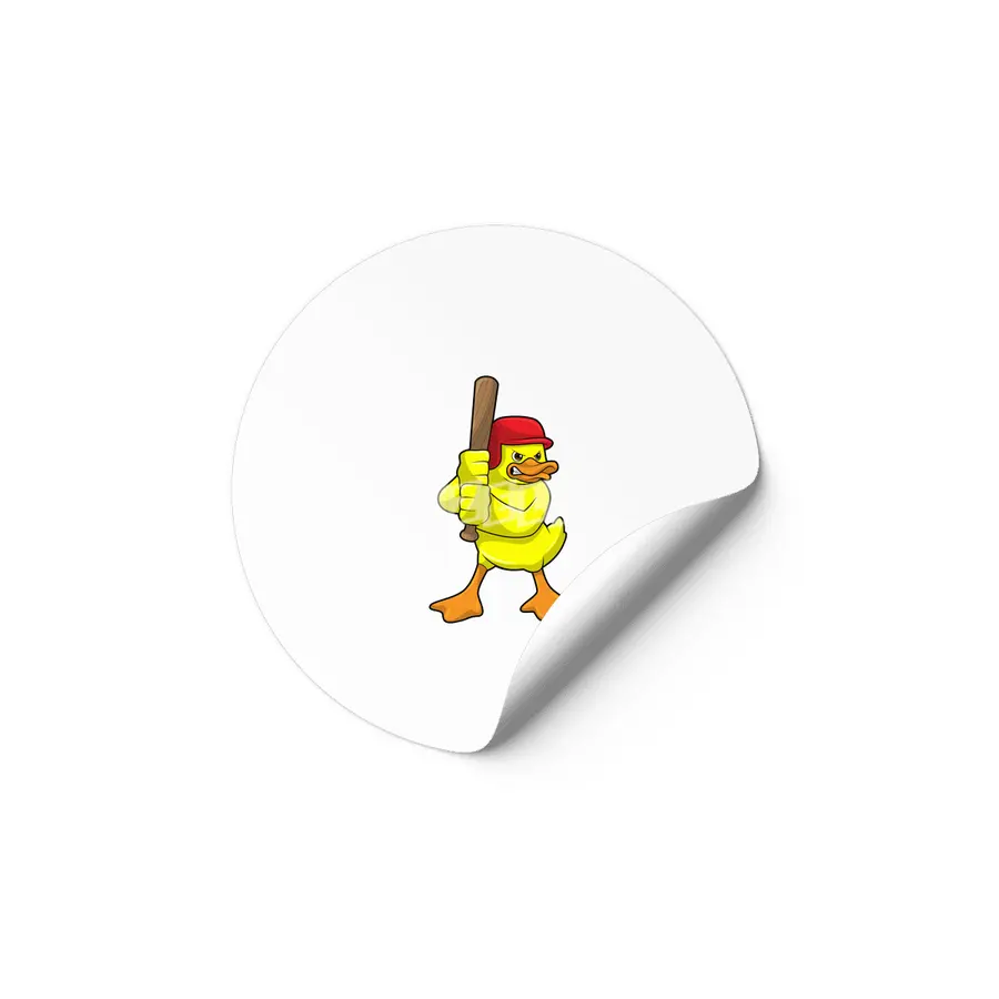 Duck at Baseball with Baseball bat & Cap Etiket
