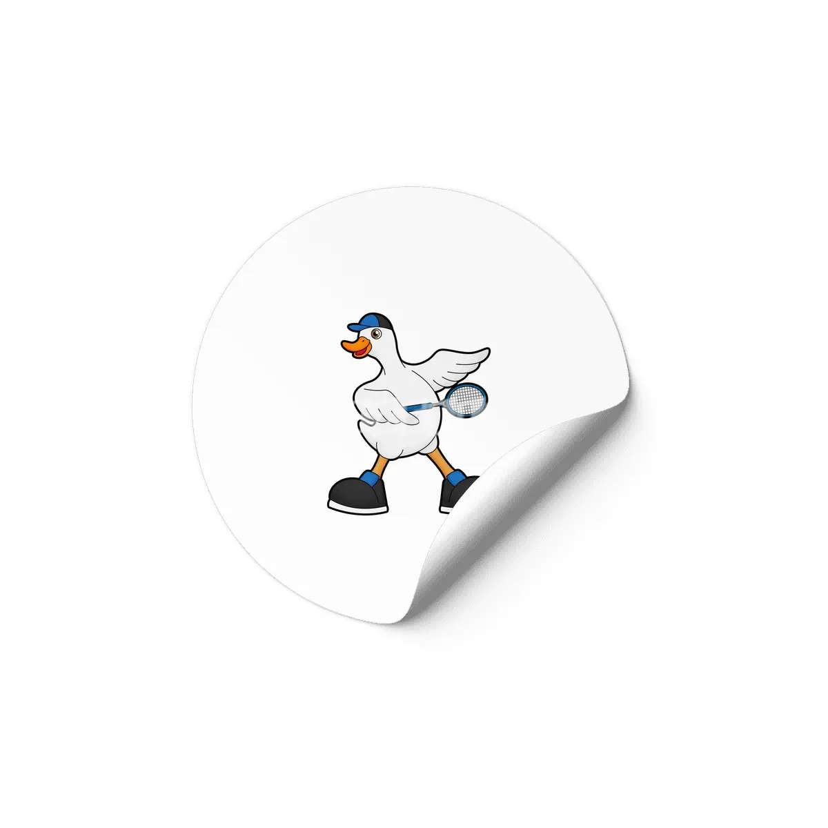 Duck at Tennis with Tennis racket & Cap Etiket