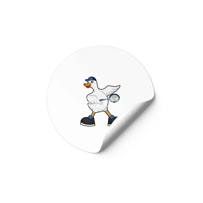 Duck at Tennis with Tennis racket & Cap Etiket