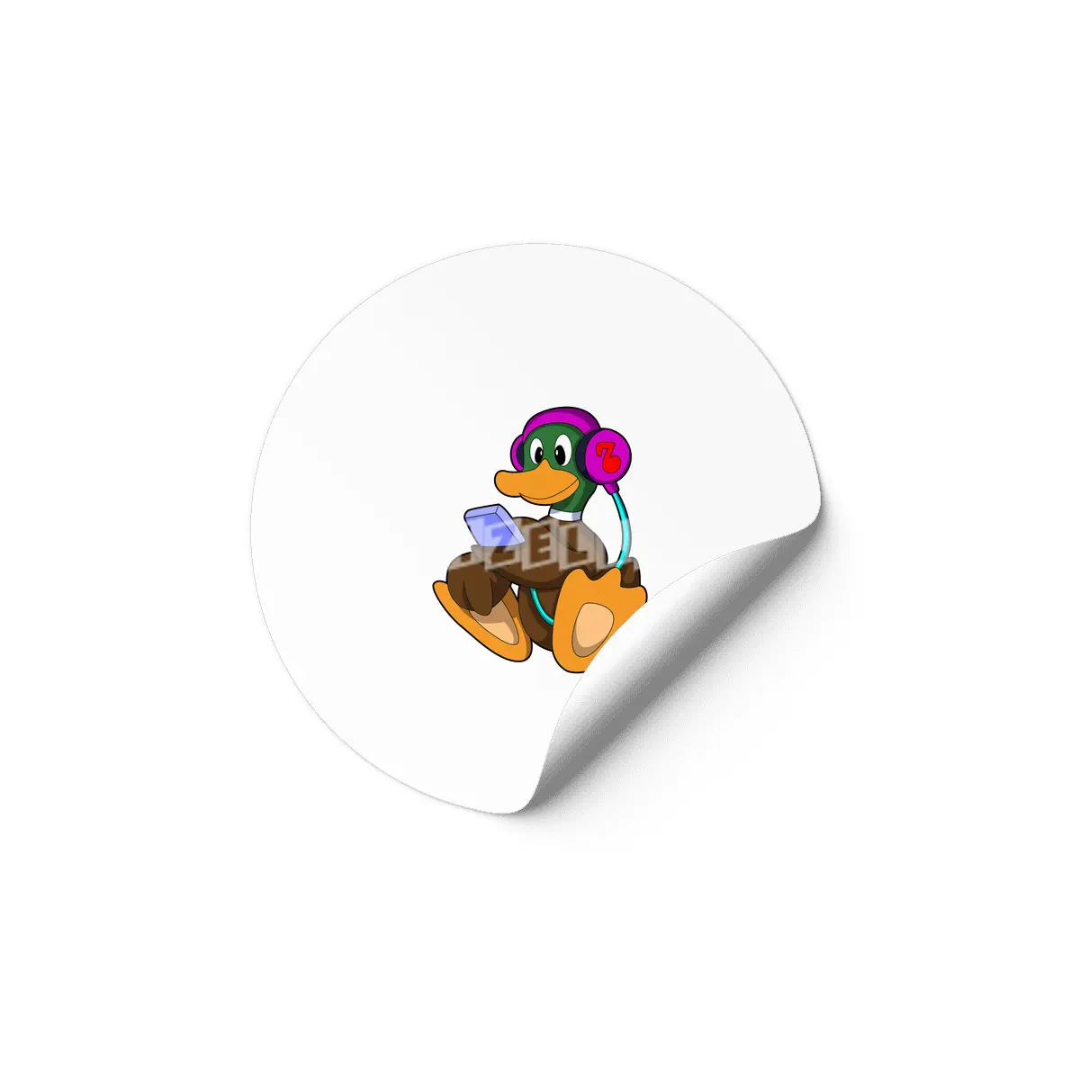 Duck with Phone & Headphone Etiket