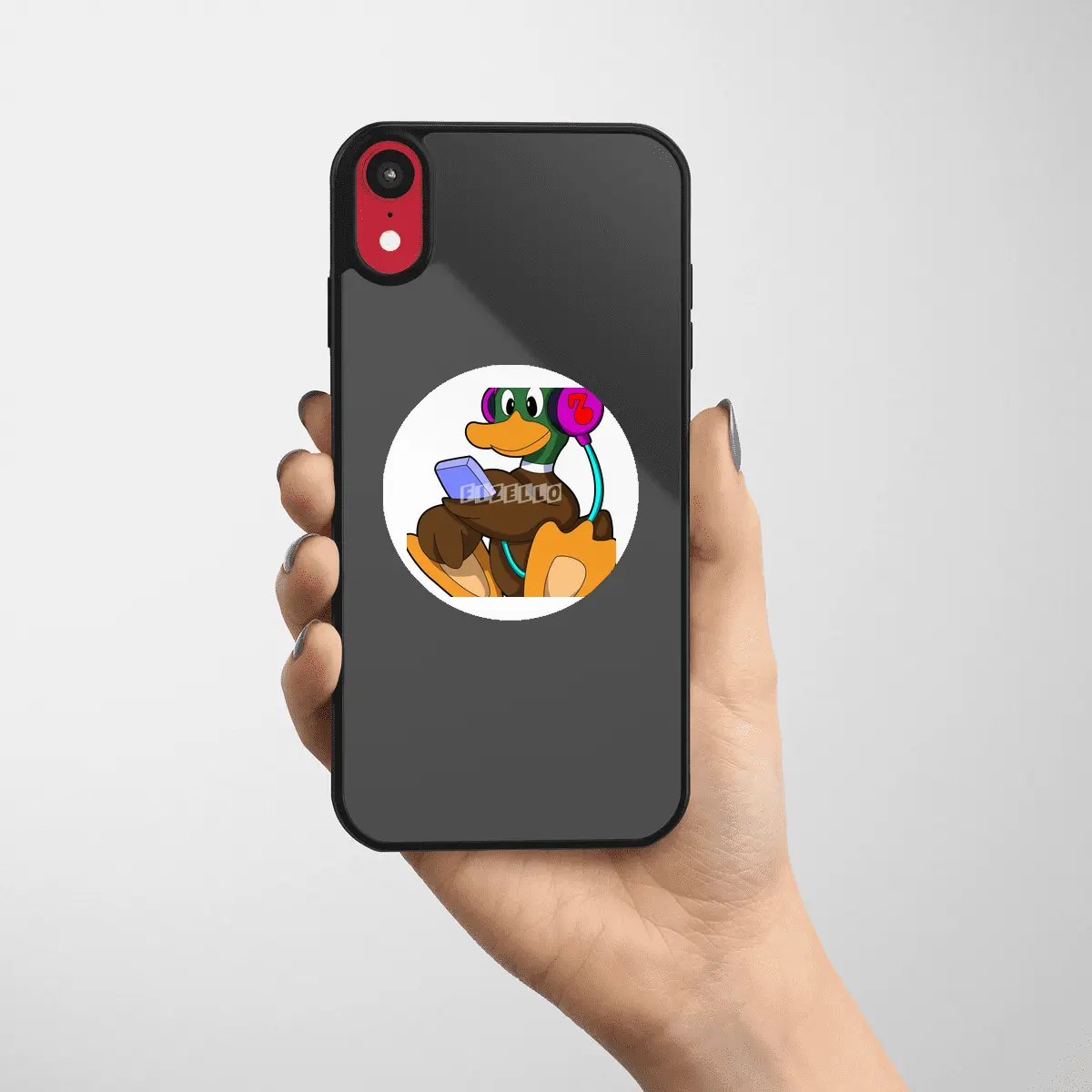Duck with Phone & Headphone Etiket