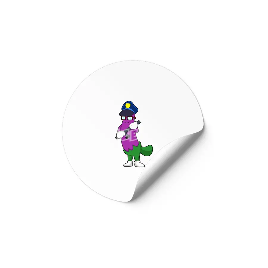 Eggplant as Police officer with Baton Etiket