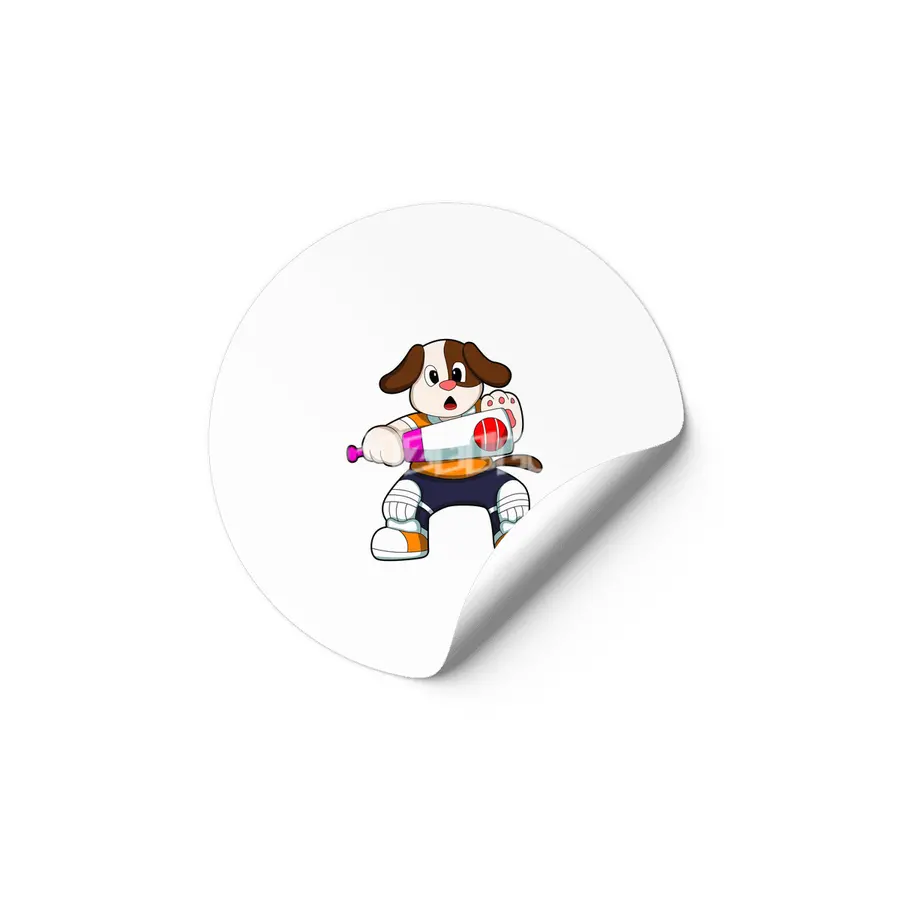 Dog as Batsman with Cricket bat Etiket