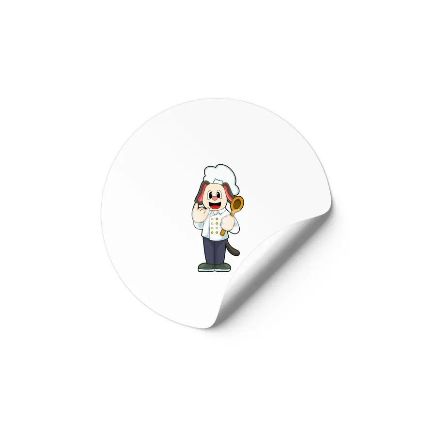 Dog as Cook with Wooden spoon & Cooking apron Etiket