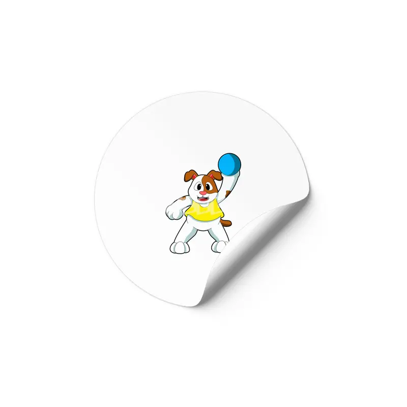 Dog as Handball player with handball Etiket