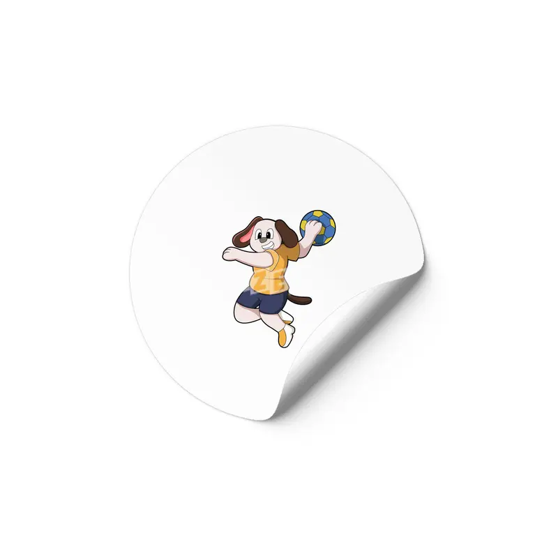 Dog as Handball player with Handball Etiket