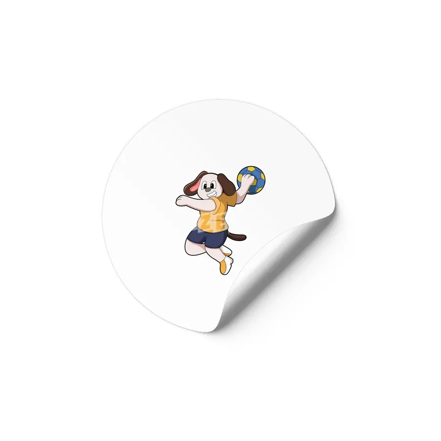 Dog as Handball player with Handball Etiket