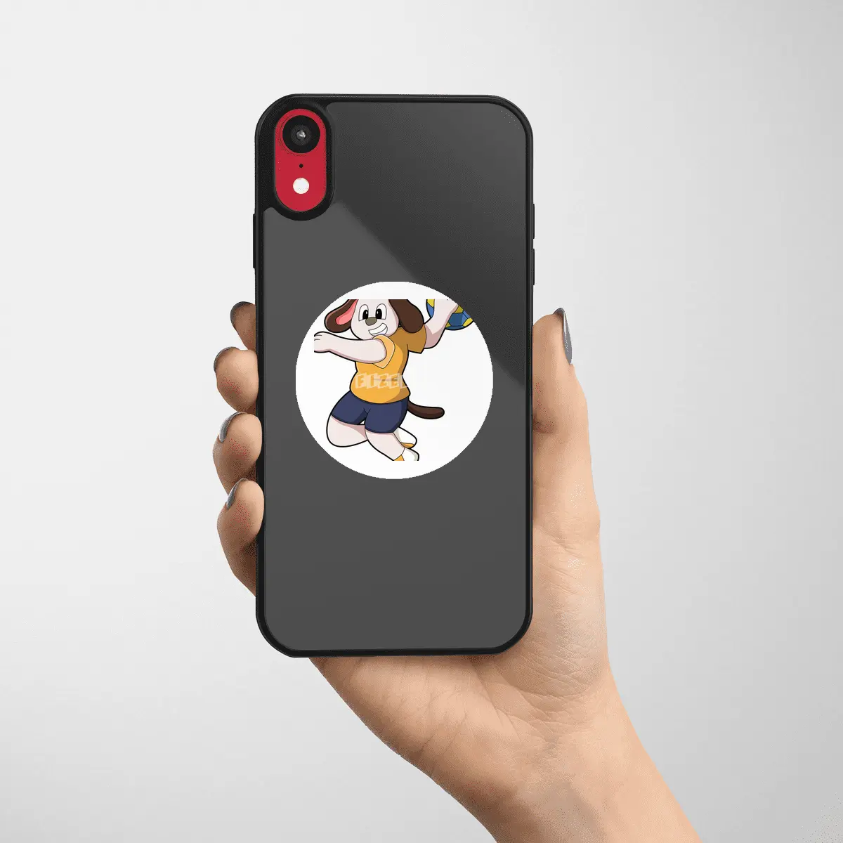 Dog as Handball player with Handball Etiket