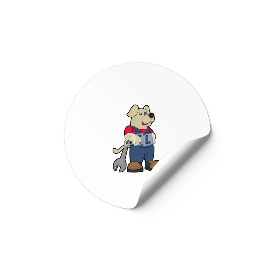 Dog as Mechanic with Wrench Etiket
