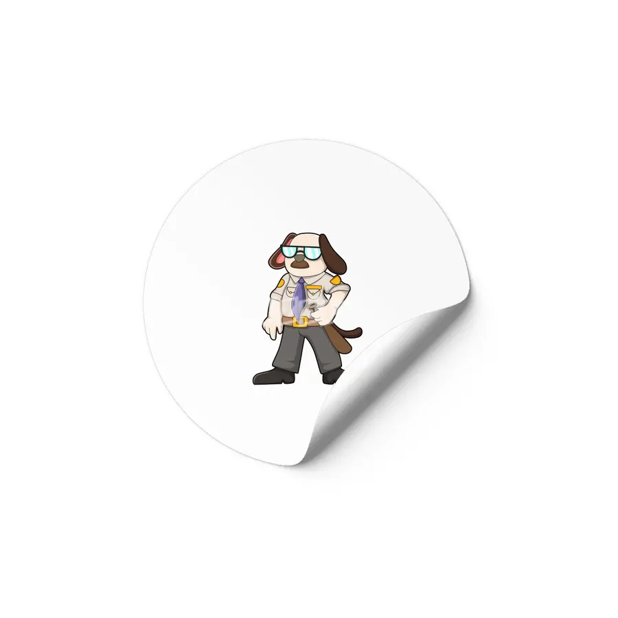 Dog as Police officer with Baton & Sunglasses Etiket