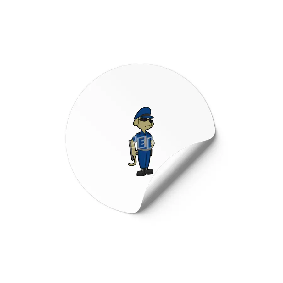 Dog as Police officer with Baton & Sunglasses Etiket