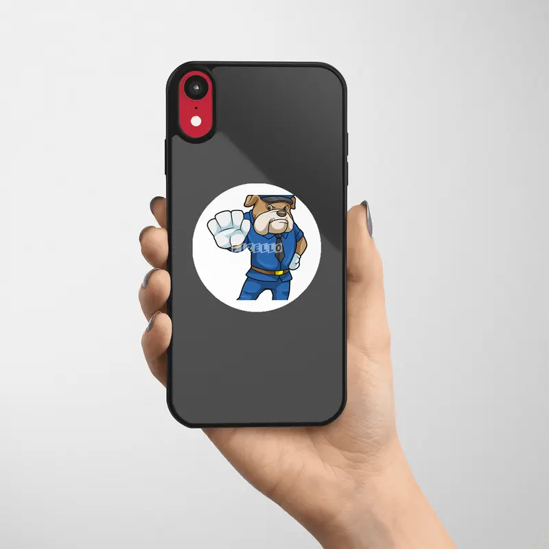 Dog as Police officer with Police uniform Etiket