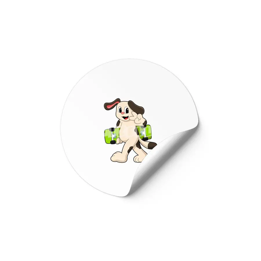 Dog as Skater with Skateboard Etiket