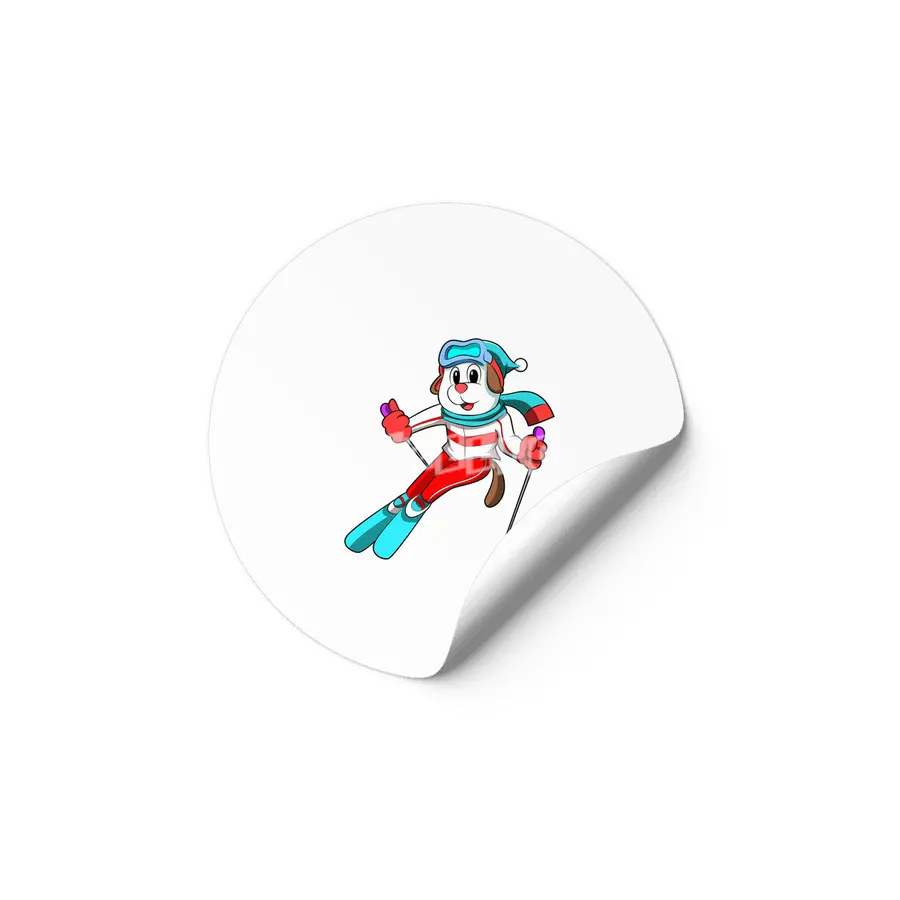 Dog as Skier with Skis Etiket