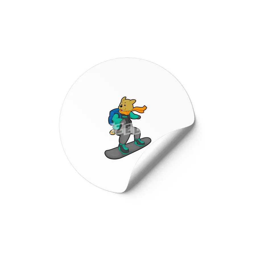 Dog as Snowboarder with Snowboard & Backpack Etiket