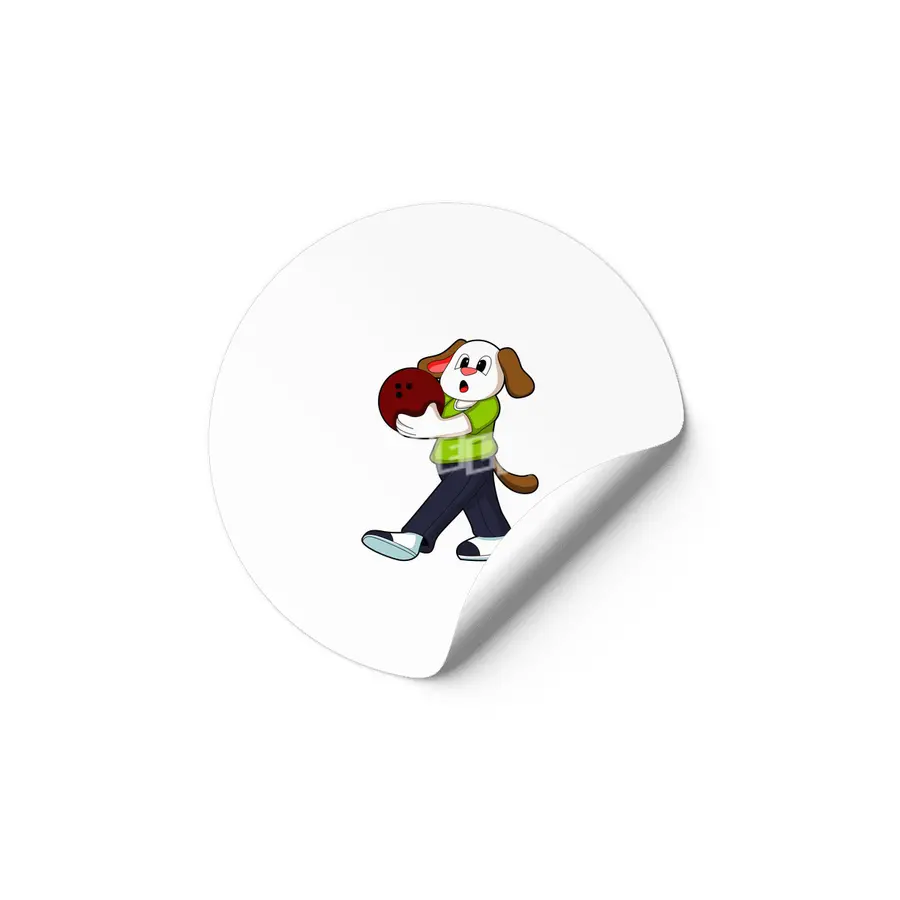 Dog at Bowling with Bowling ball Etiket