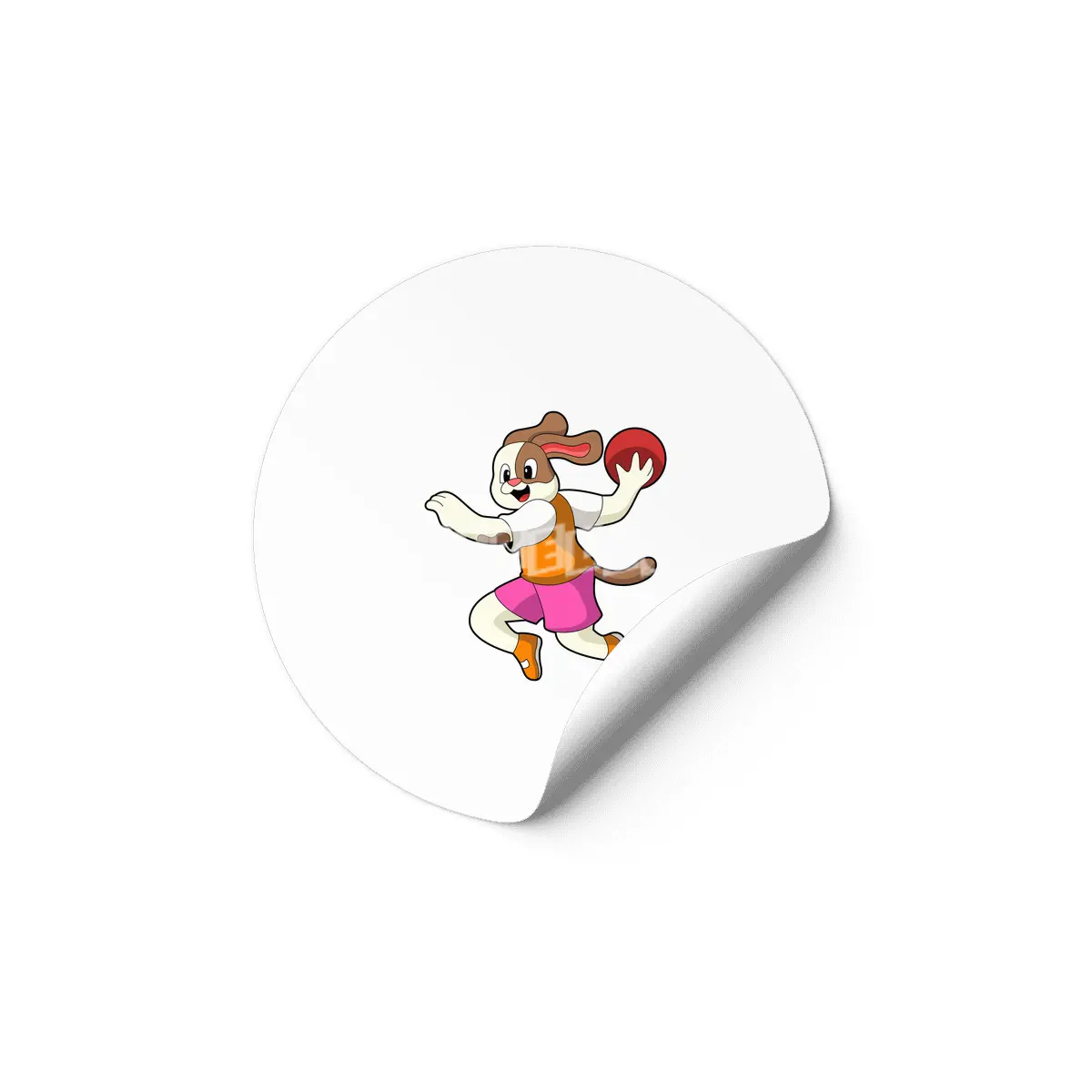 Dog at Handball player with Handball Etiket