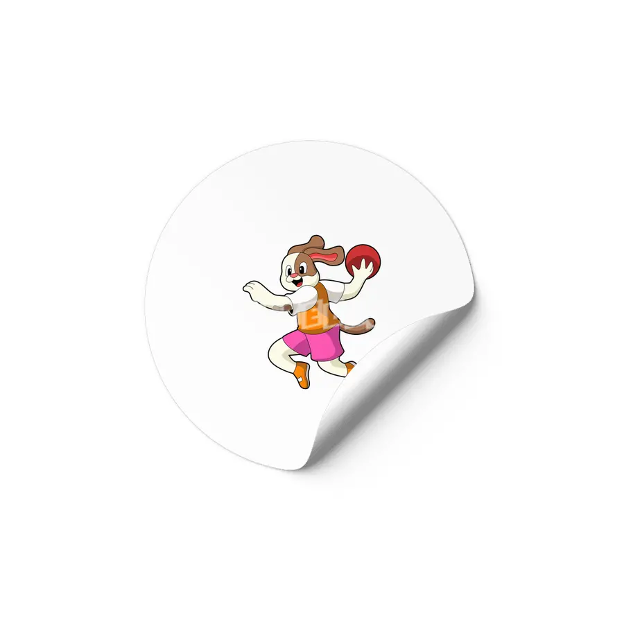 Dog at Handball player with Handball Etiket