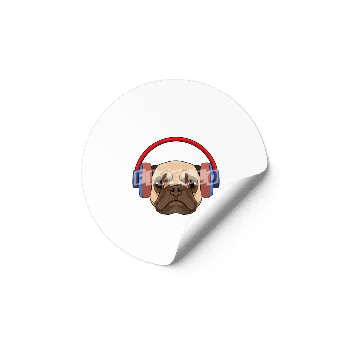 Dog at Music with Headphone Etiket