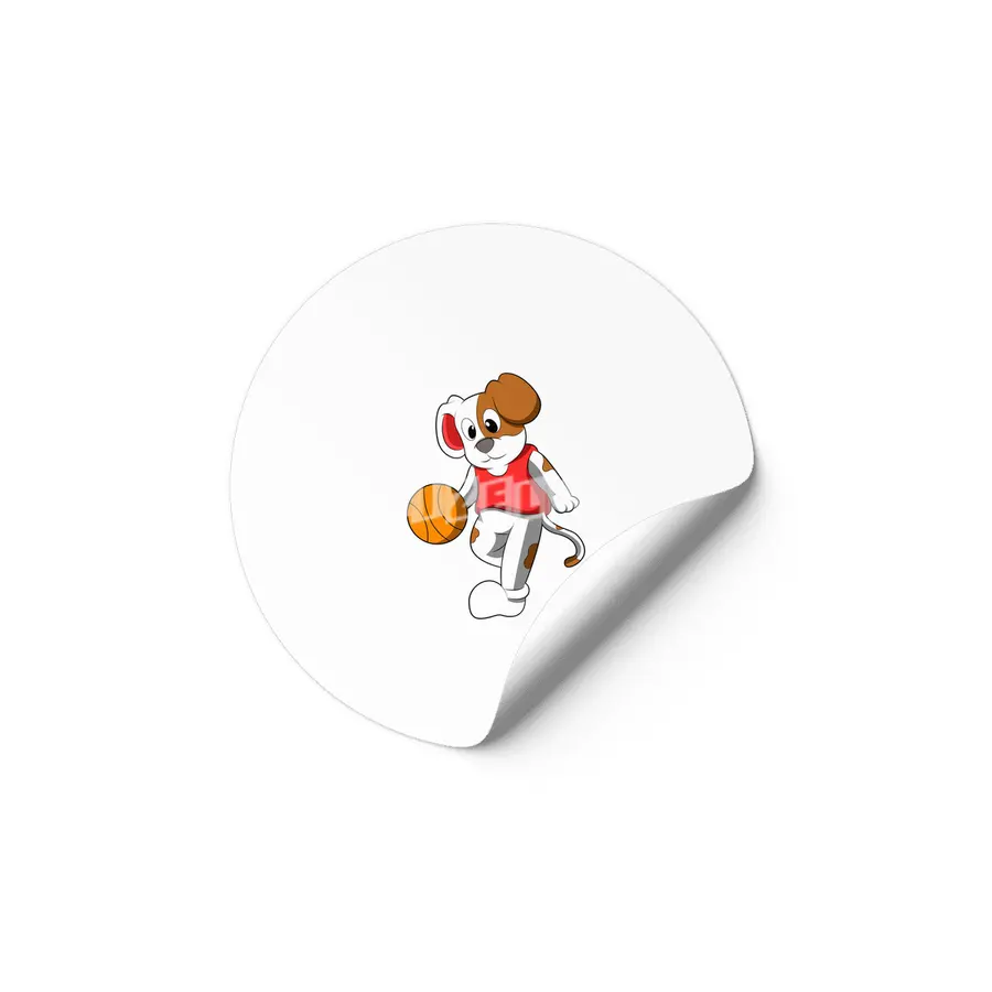Dog at Sports with Basketball Etiket