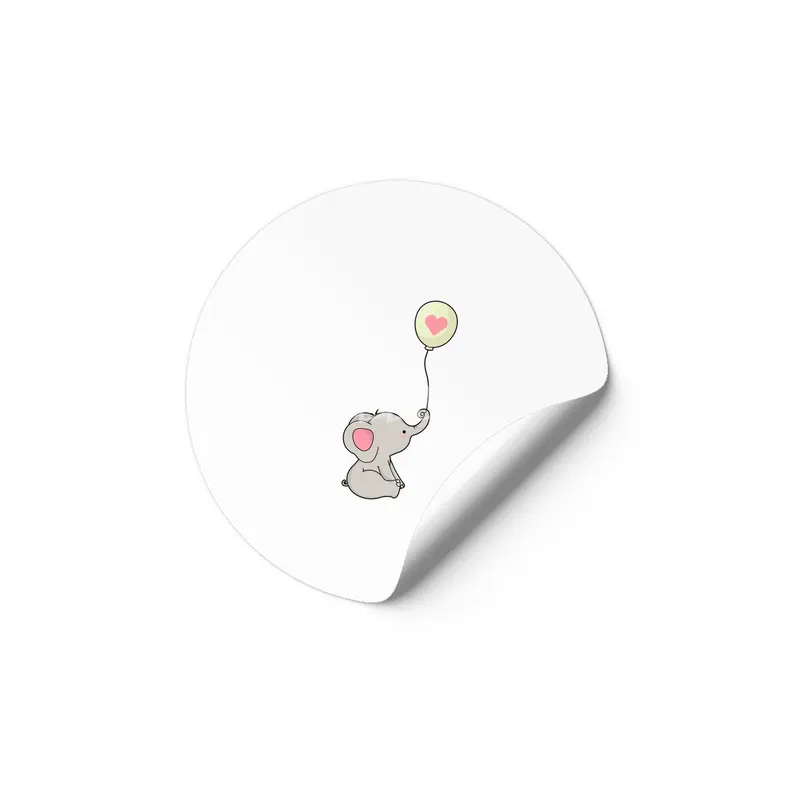 Elephant & Balloon with Heart Etiket