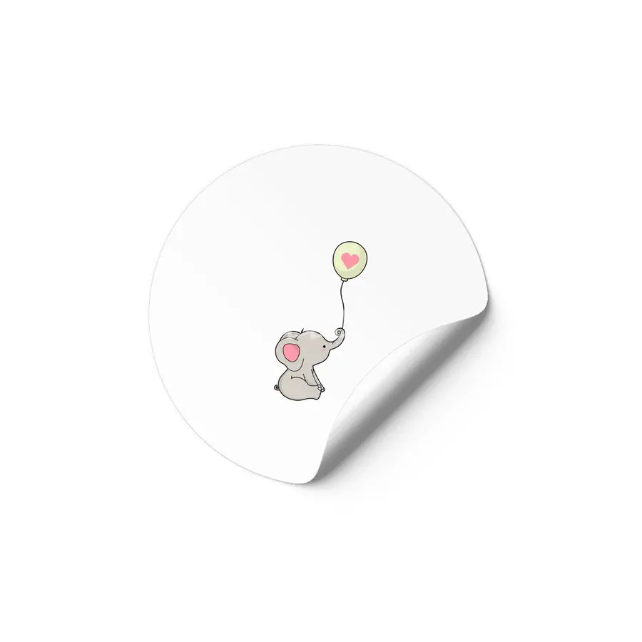 Elephant & Balloon with Heart Etiket