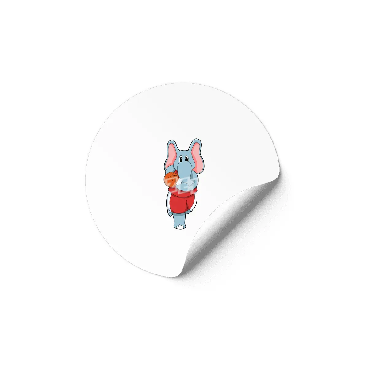 Elephant as Basketball player with Basketball Etiket