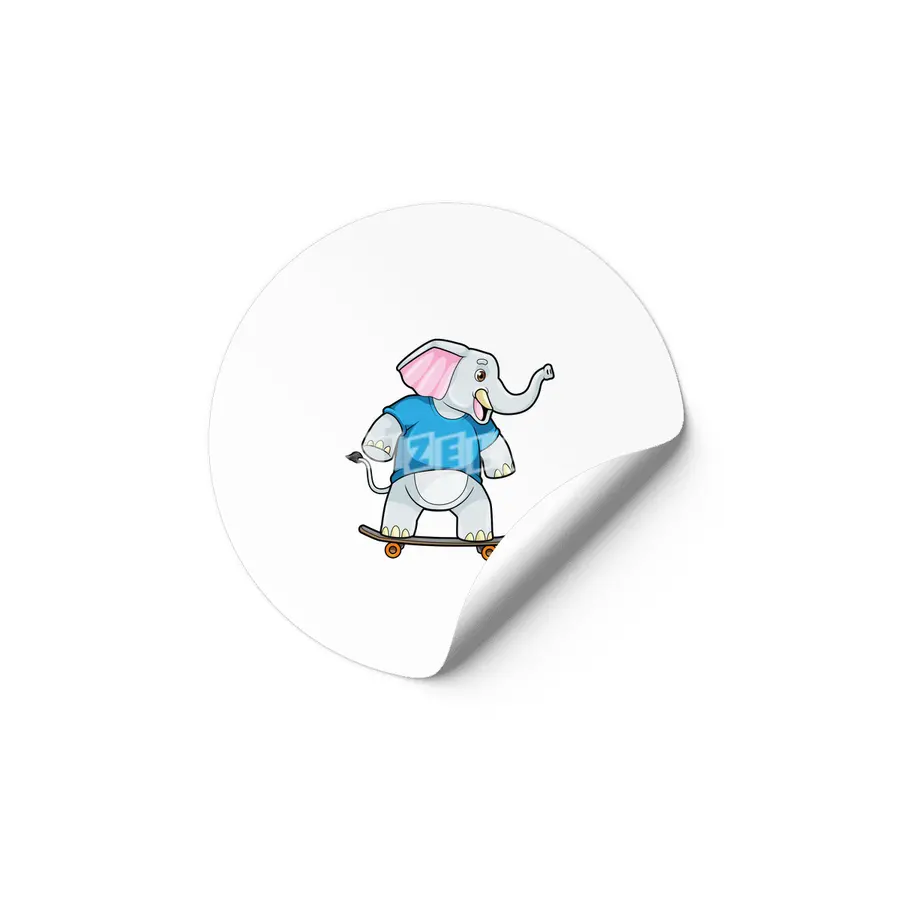 Elephant as Skater with Skateboard Etiket