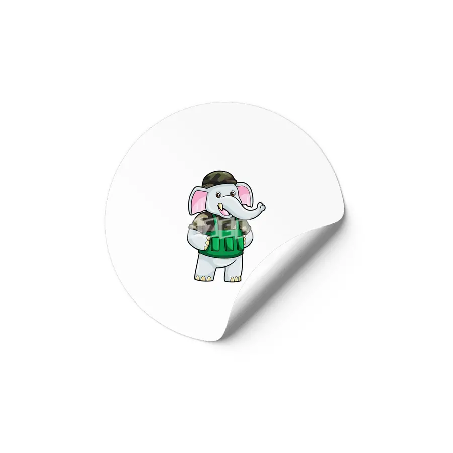 Elephant as Soldier with Uniform & Helmet Etiket