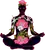 Vector illustration beautiful woman doing yoga meditation flowers of peonies and lilies blossom inside her