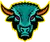 Mascot icon illustration of an American bison or American buffalo viewed from front on isolated background in retro style.