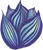 Abstract floral design with an artistic decorative digital drawing of an abstract blue flower with purple stripes.
