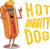 "Hot Diggity Dog," is an expression of joy or surprise. We've took this phrase and sort of taken it quite literally, a Hot Dog, and made it a living hot dog too. Complete with mustard hair, and retro sunglasses.