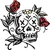 Hand drawn illustration or drawing of a skull and flowers representing the dead´s day mexican traditional celebration