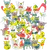 Funny doodle colorful cats.Seamless pattern with funny hand drawn cats